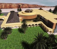 aerial view of a arabic residential mansion