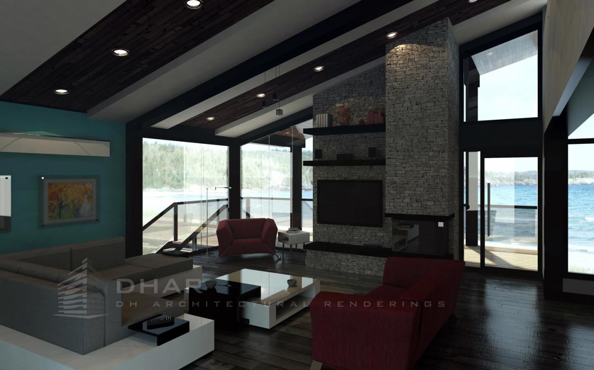 Lakefront House - Living Room