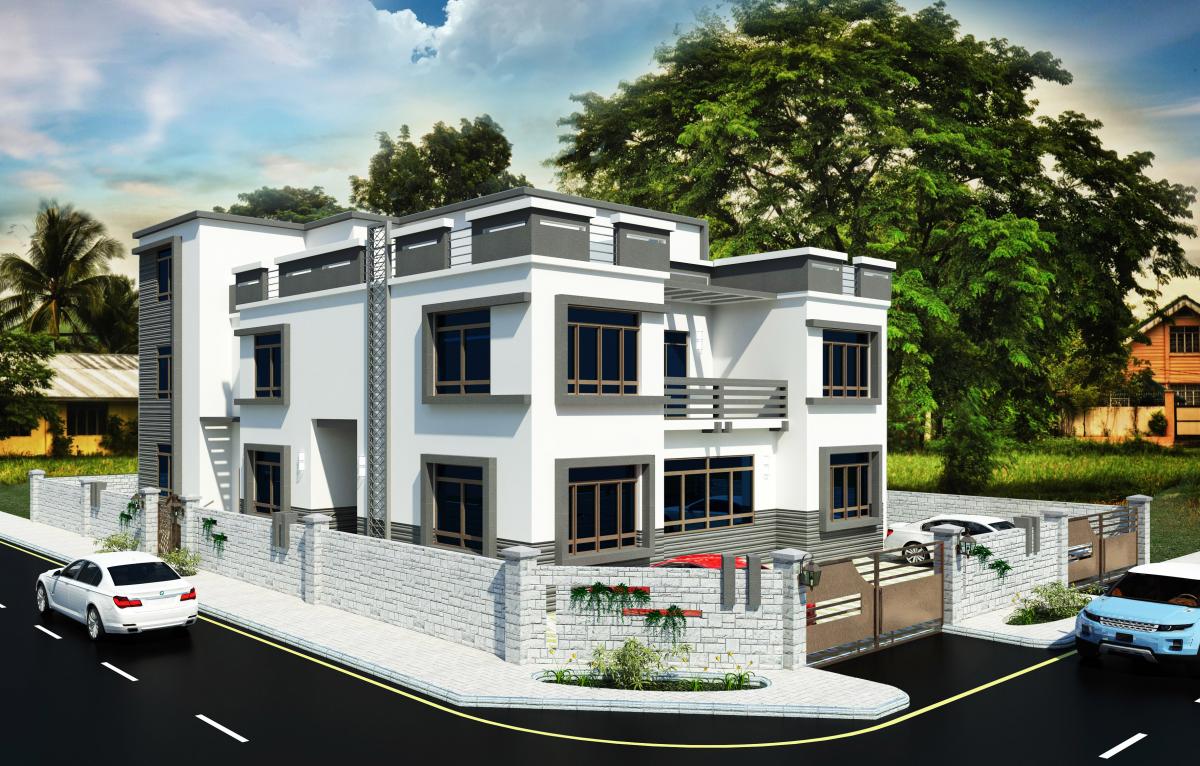 villaa revit and photoshop