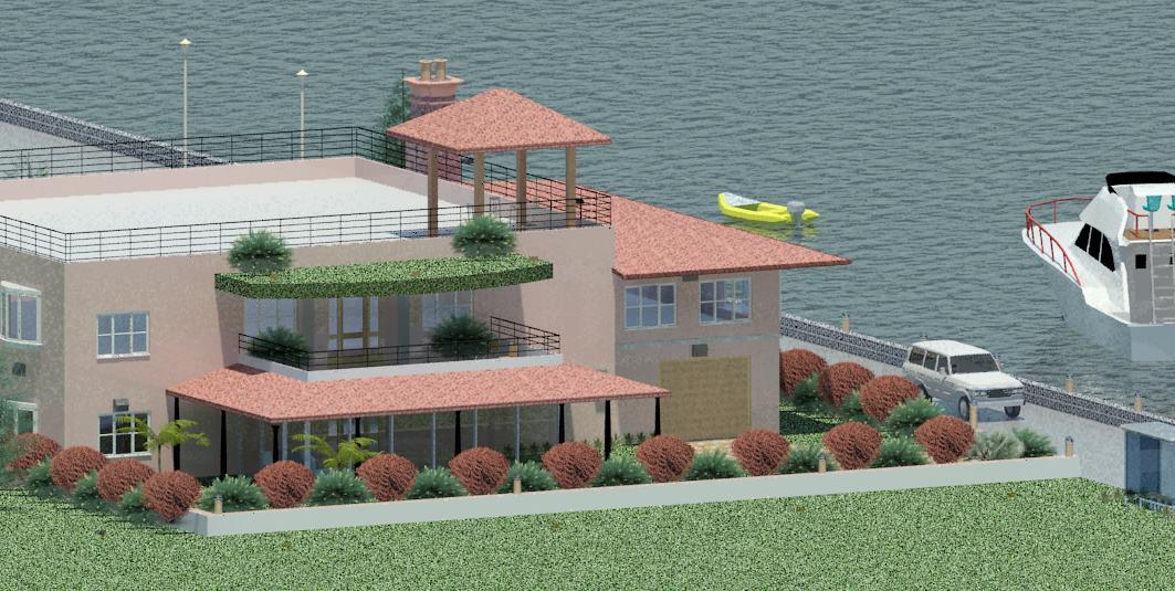 Garden House with lake by Balraj