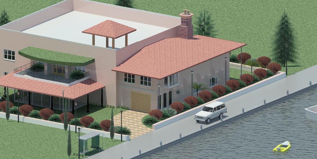 Garden House with lake by Balraj