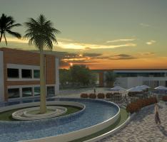 view of complex at evening