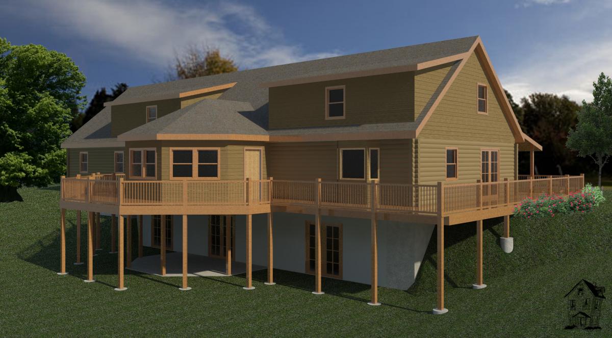 Log Home - Rear View