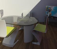 Dining Table & Chairs - with TV in background....
