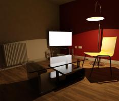 Living room render with internal lighting