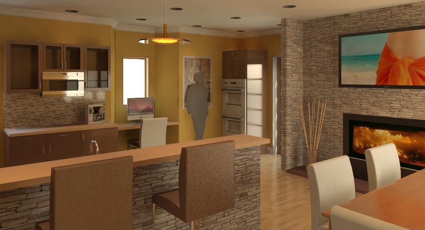 3D Kitchen & Living Space
