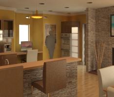 3D Kitchen & Living Space