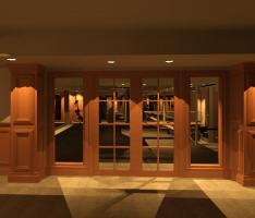 Interior commons area looking into home gym