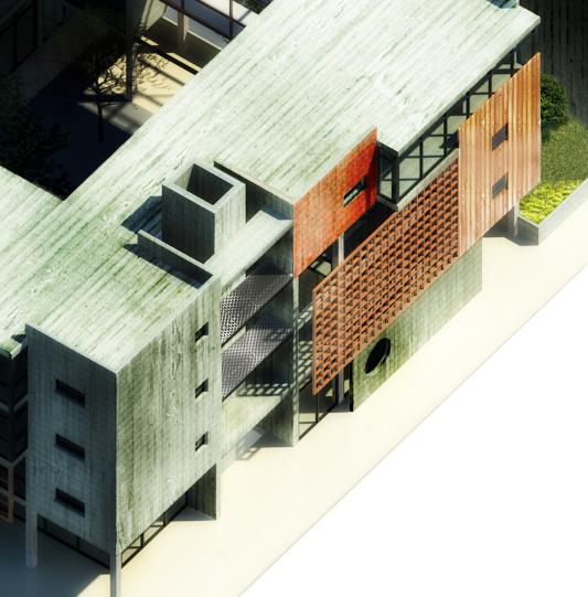 Apartment building with an atrium