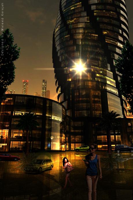 Night Twisted Tower 3D design