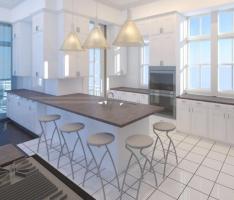 Interior kitchen rendering