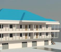 shop and apartment building