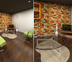 Retro Living Room Render