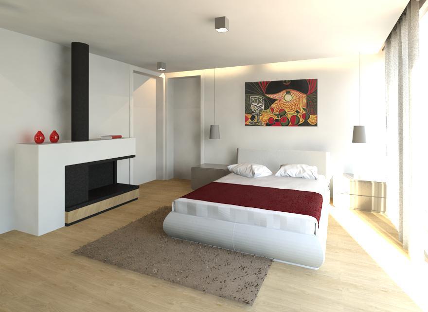 bedroom with fireplace