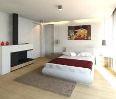 bedroom with fireplace