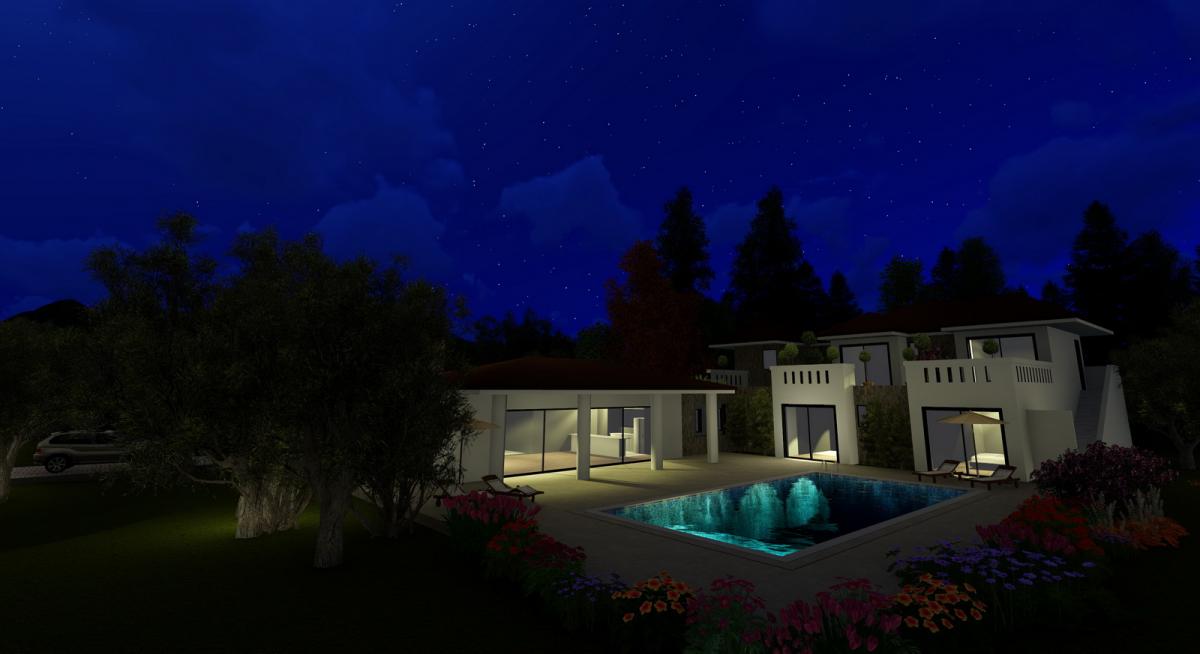 Greek Villa under construction (night view)