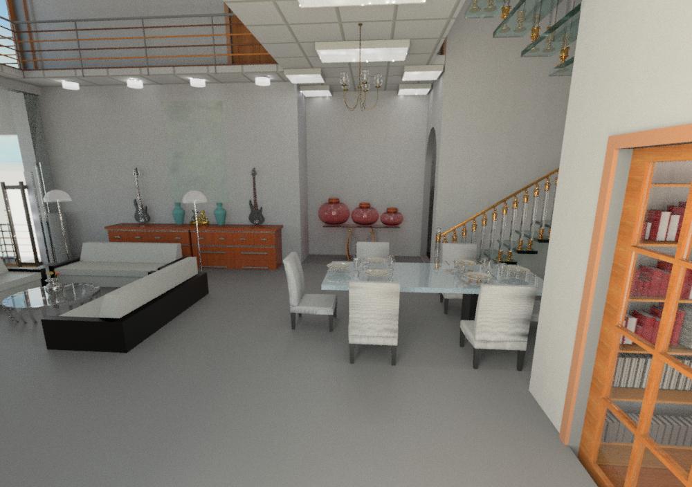 living room with dinning hall