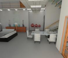 living room with dinning hall