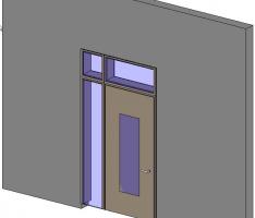 Door with sideplate and overhead light