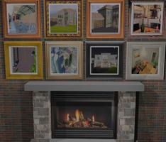 Portfolio of renders above fireplace