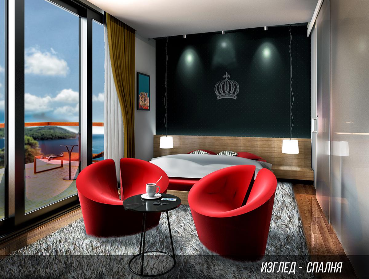 Hotel Room revit+photoshop