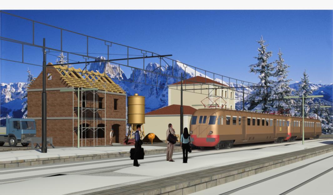 Stazione periferica con neve