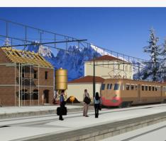 Stazione periferica con neve
