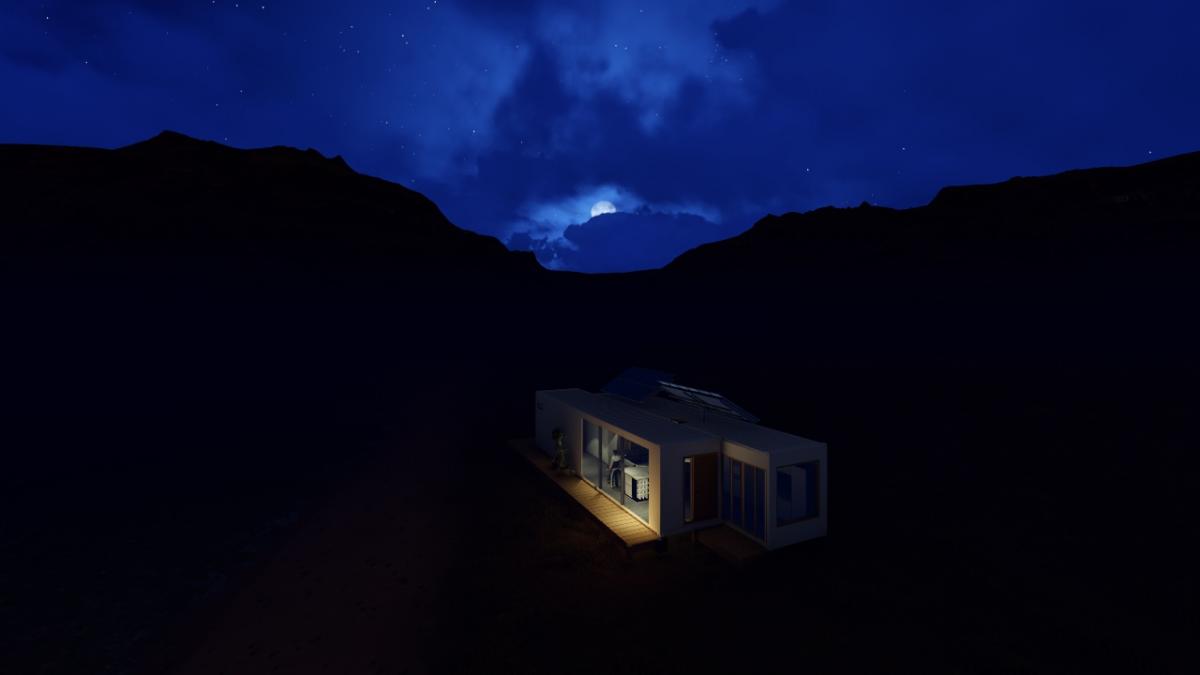 Container Shipping House 40ft Night