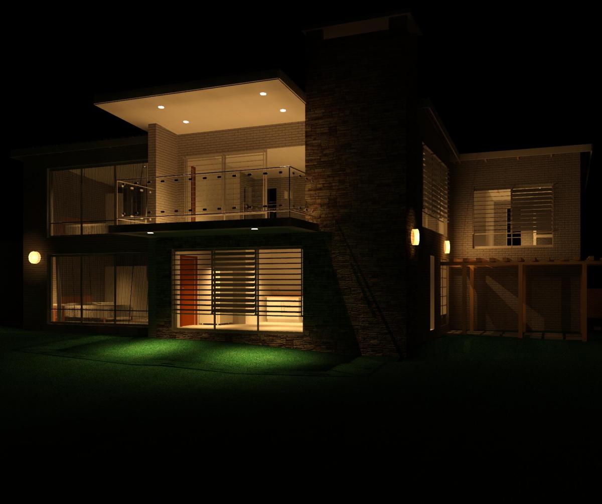 Beach Cottage Night Scene