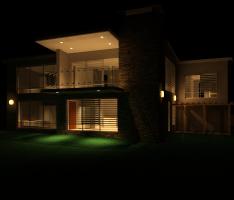 Beach Cottage Night Scene