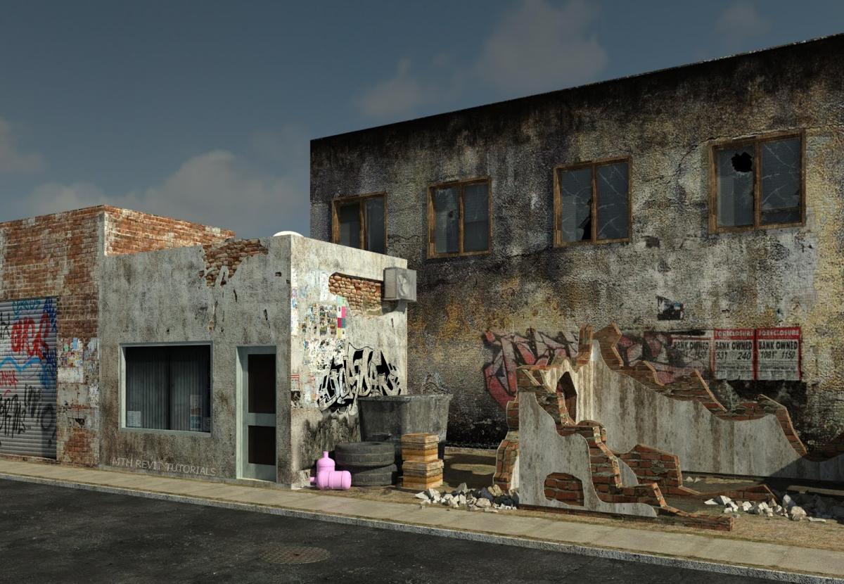 Old Ruined Buildings Scene