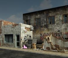 Old Ruined Buildings Scene