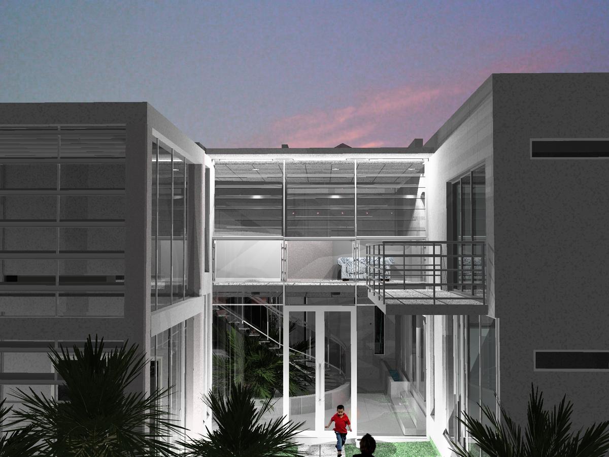 Walkway and courtyard