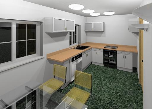 A Kitchen View at Night with in the Rooke House