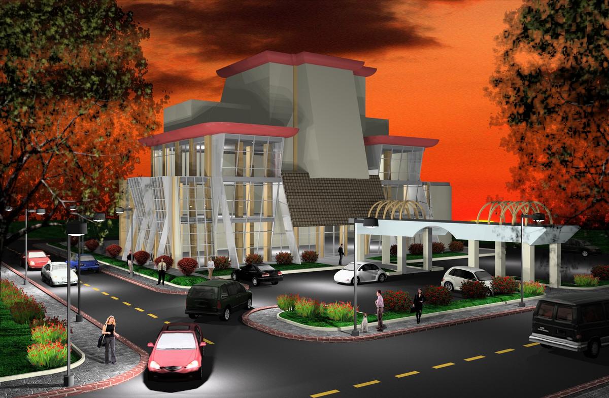 community center-night render