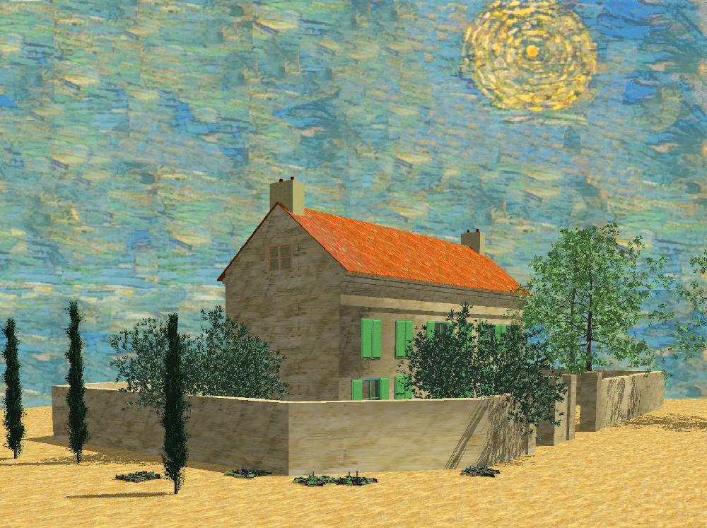 The White House at night inspired by van Gogh