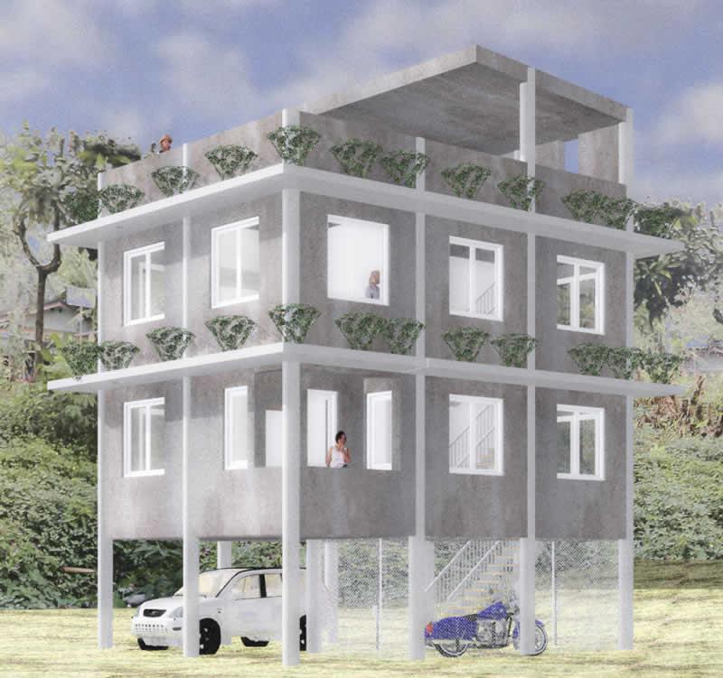 Tropical house: flood and tidal wave resistant