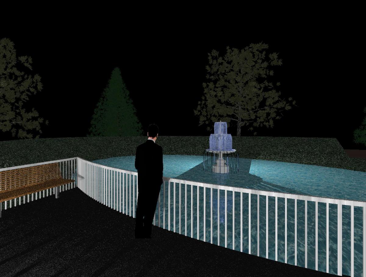 Fountain pond at night