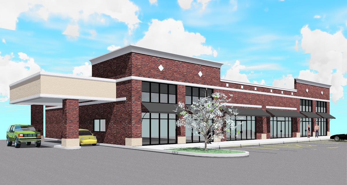 Strip center with small bank