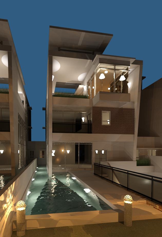 night view terrace house