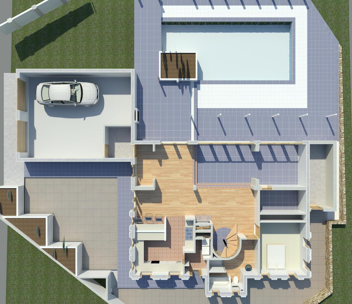 Bluewater house plan rendering in revit