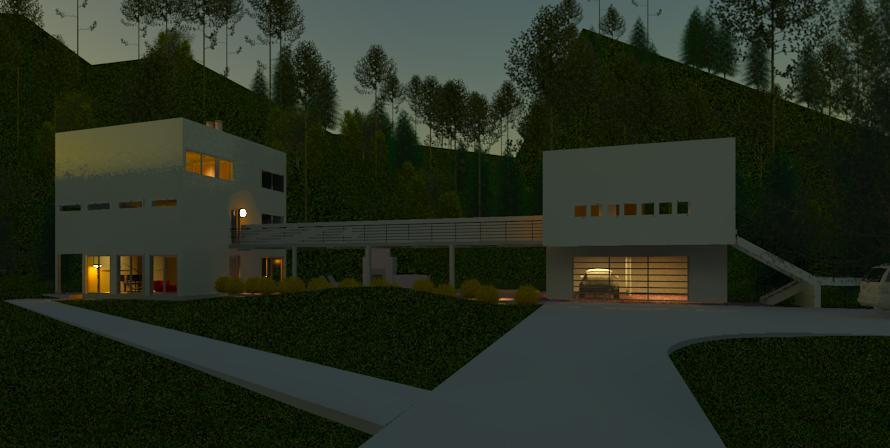 CUBE HOUSE IN EVENING