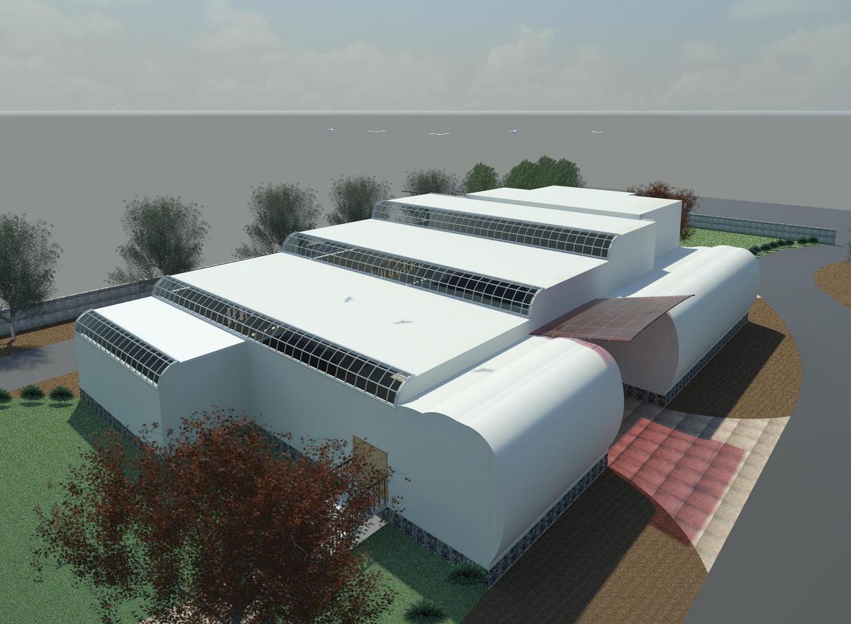 Garment factory's rear view