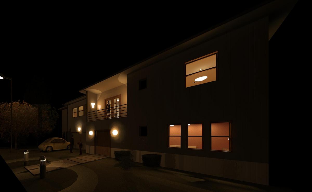 House, at night