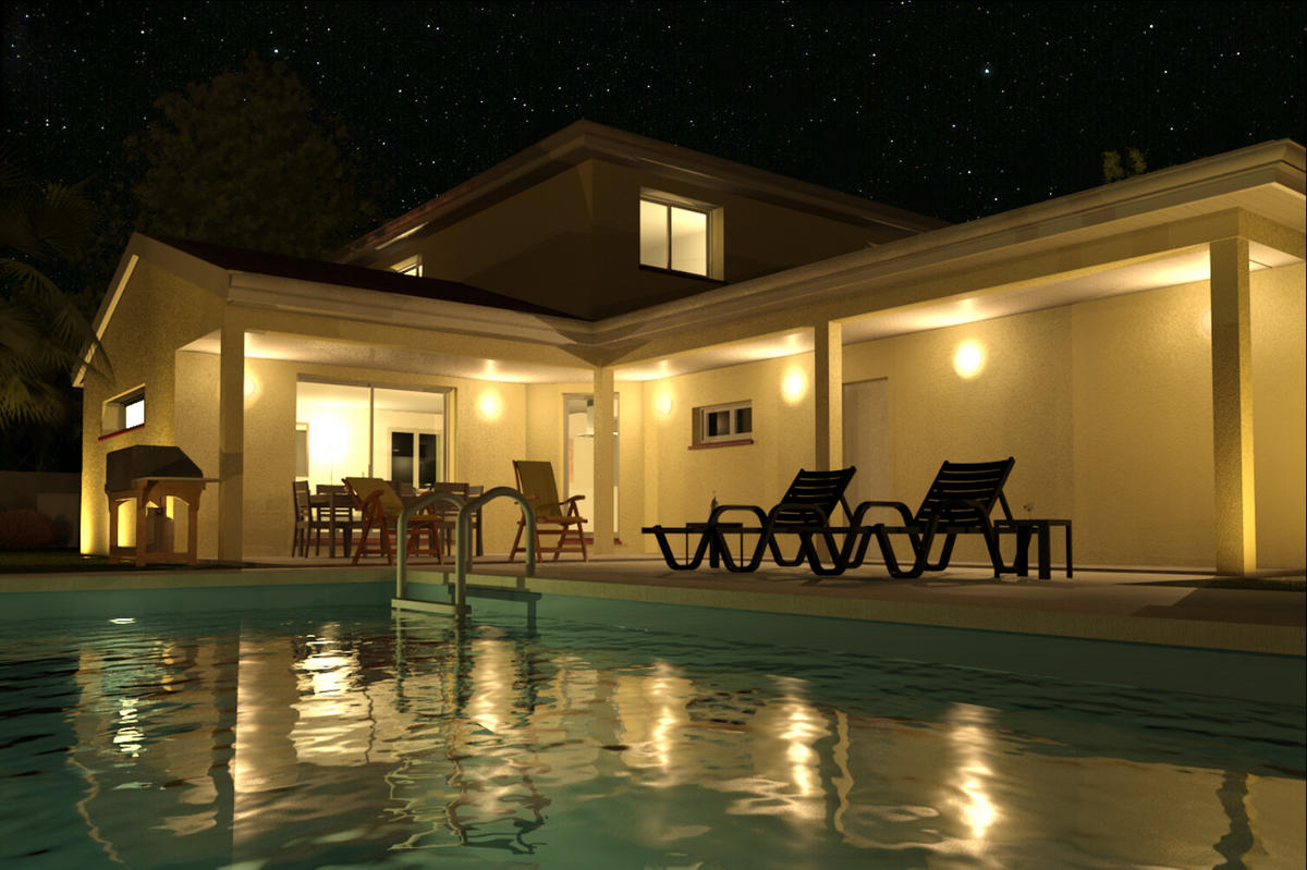 de nuit de la piscine