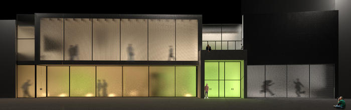 Small Urban Theatre Exterior Night