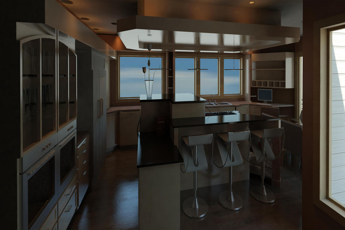 looking into kitchen