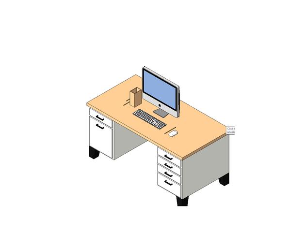 Desk w/ Computer, Pencil Holder and Pencils