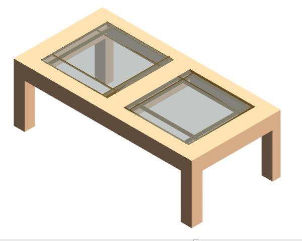 coffee table with brass mullions