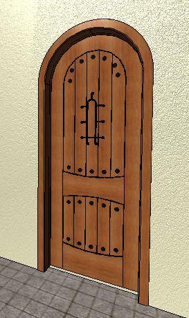 8030 Arched Wood & Iron Entry Door